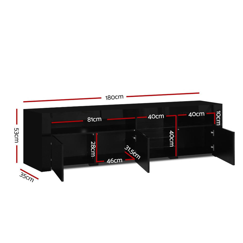 Bobi 180cm TV Cabinet LED Entertainment Unit Black