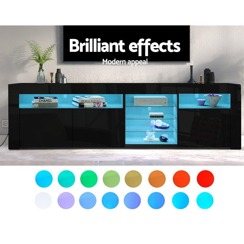 Bobi 180cm TV Cabinet LED Entertainment Unit Black