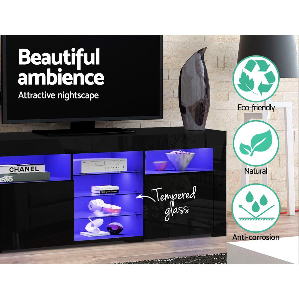 Bobi 180cm TV Cabinet LED Entertainment Unit Black