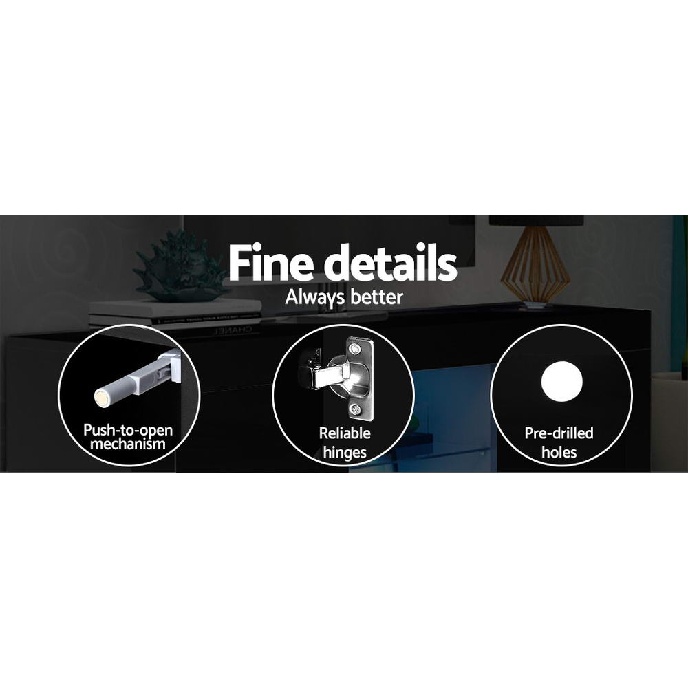 Bobi 180cm TV Cabinet LED Entertainment Unit Black