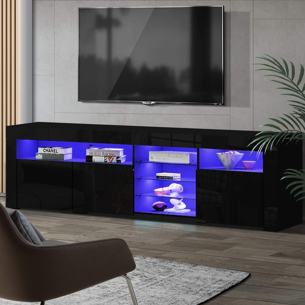 Bobi 180cm TV Cabinet LED Entertainment Unit Black