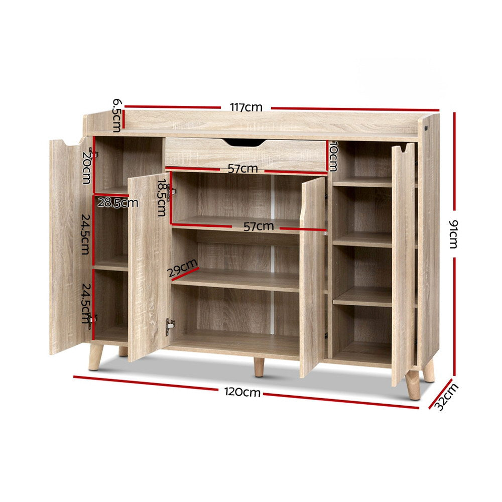 Cissy Shoe Rack Cabinet 26 Pairs Adjustable Pine