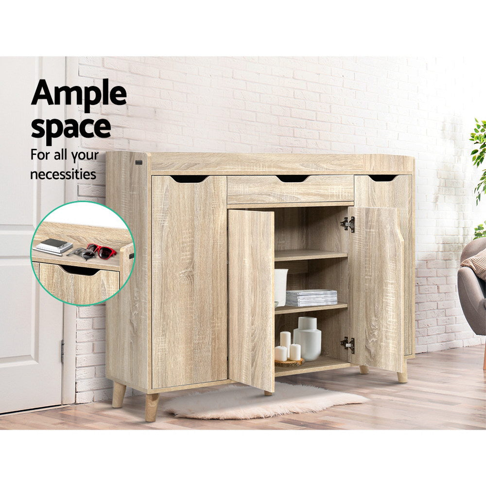 Cissy Shoe Rack Cabinet 26 Pairs Adjustable Pine