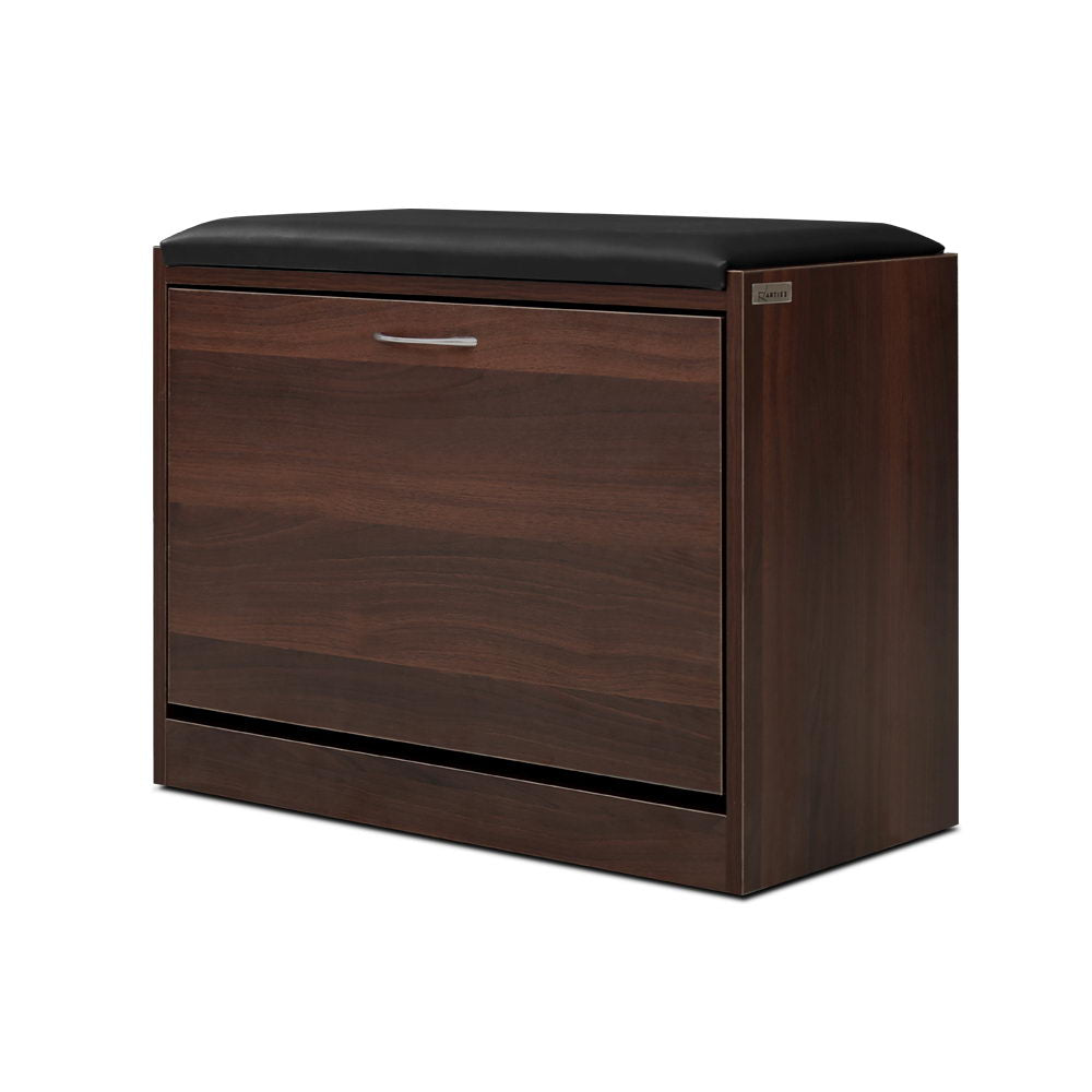 Kyla Shoe Rack Cabinet Bench 15 Pairs Walnut
