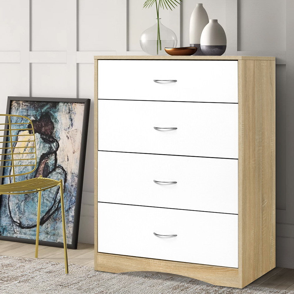 Artiss 4 Drawer Storage Chest of Drawers Burl