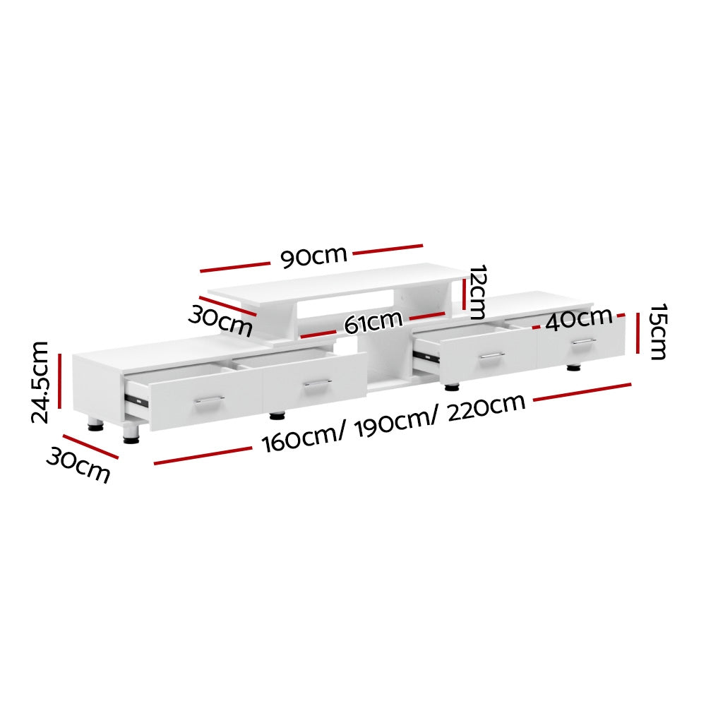 Artiss Extendable TV Cabinet Entertainment Unit 160-220CM White