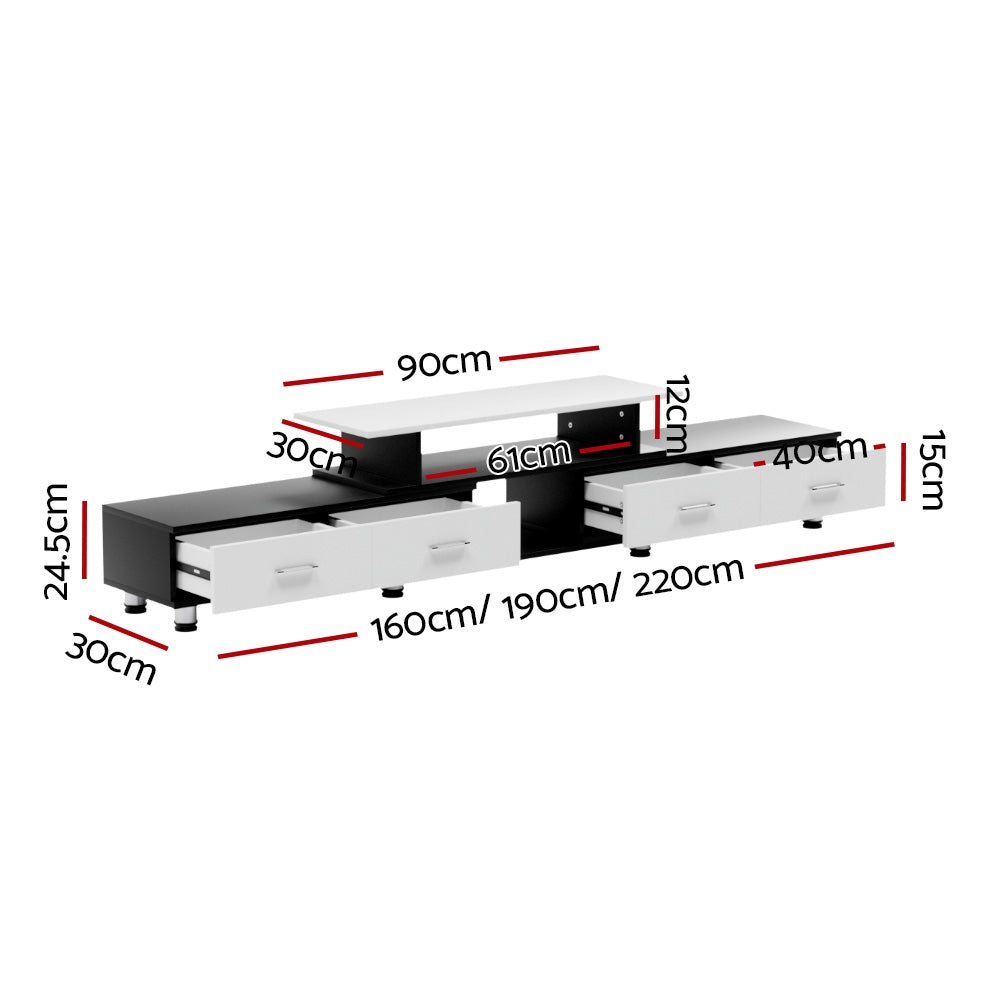 Artiss Extendable TV Cabinet Entertainment Unit Black/White