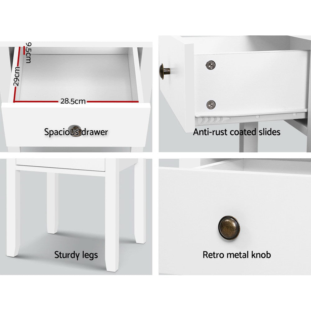 BOW Bedside Table 1 Drawer White