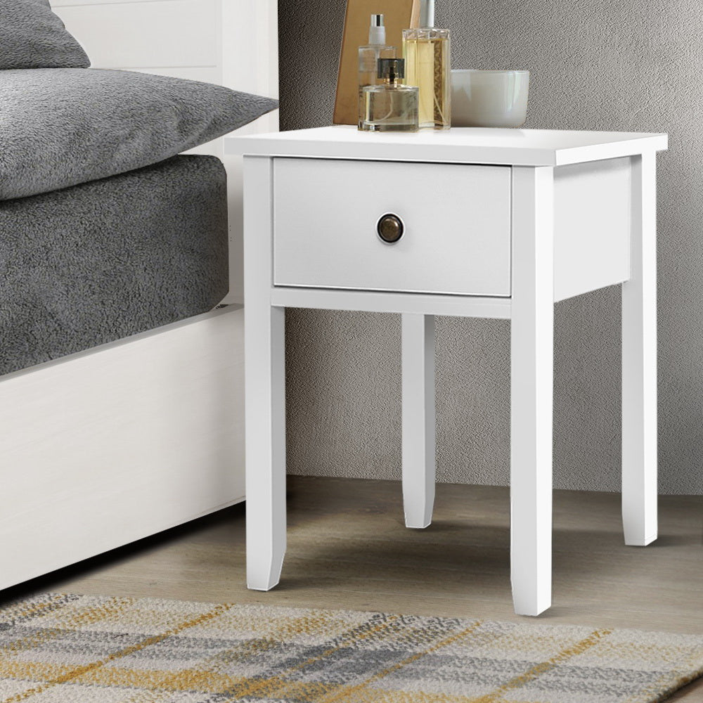 BOW Bedside Table 1 Drawer White