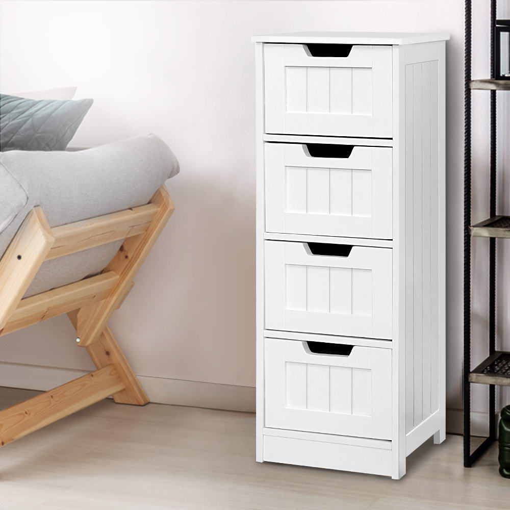 Leesa 4 Drawer White Chest of Drawers Storage Cabinet
