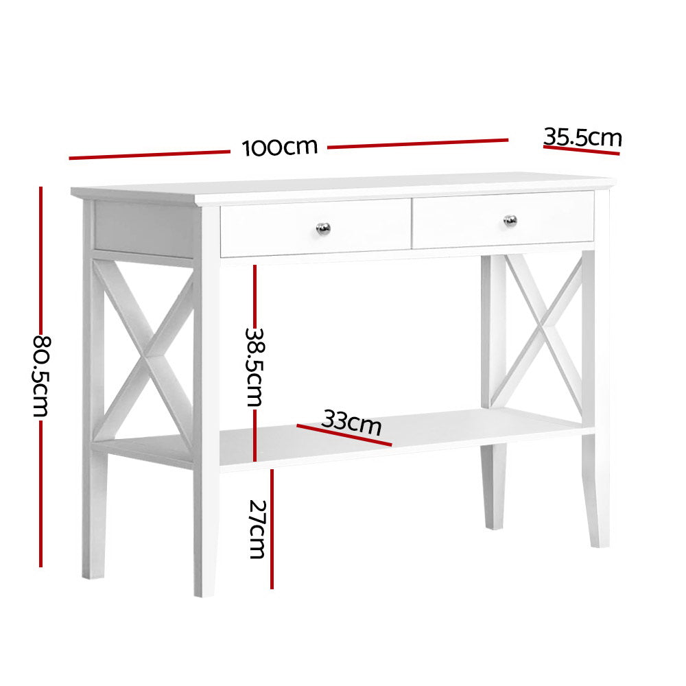 Chole 100CM Console Table 2 Drawers White