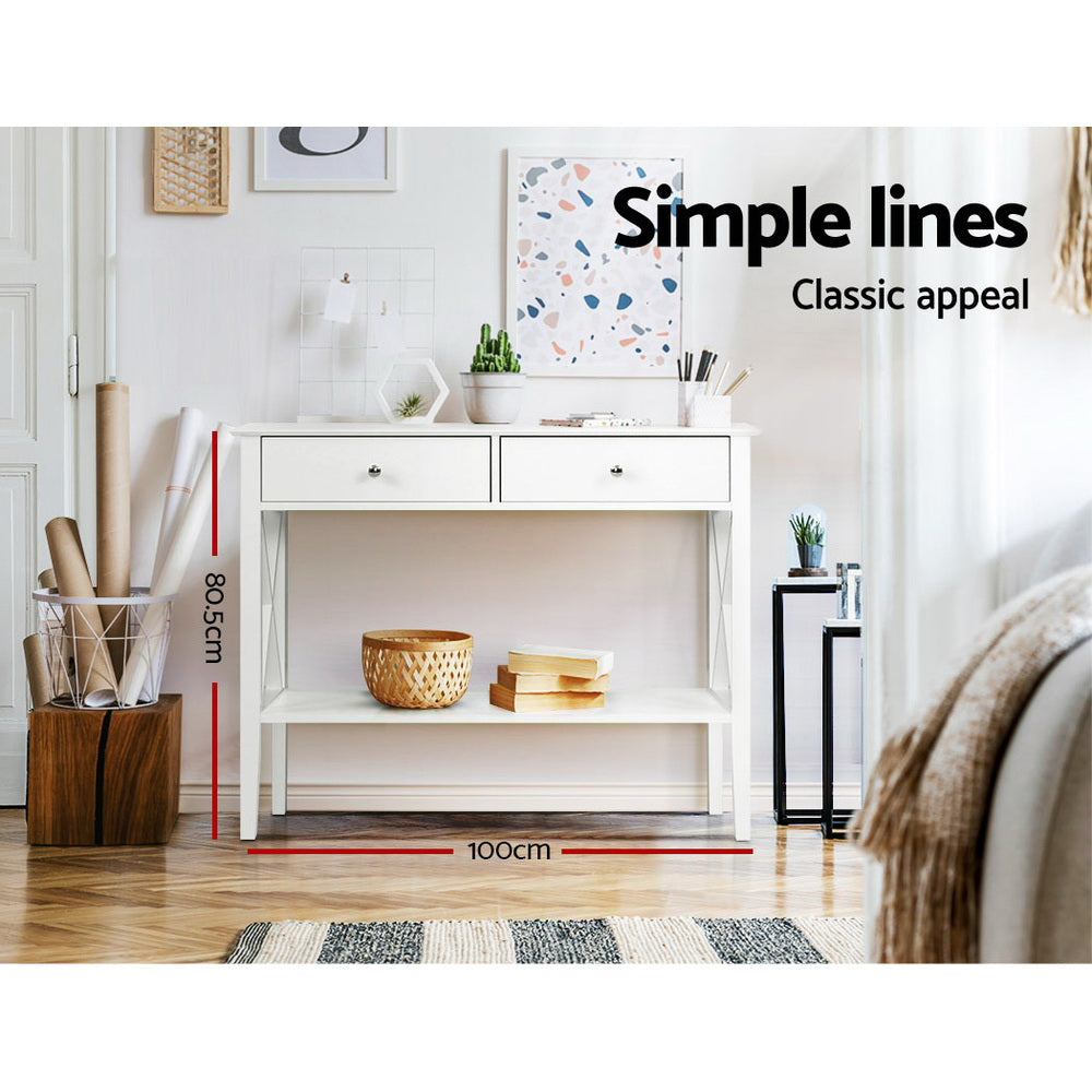 Chole 100CM Console Table 2 Drawers White