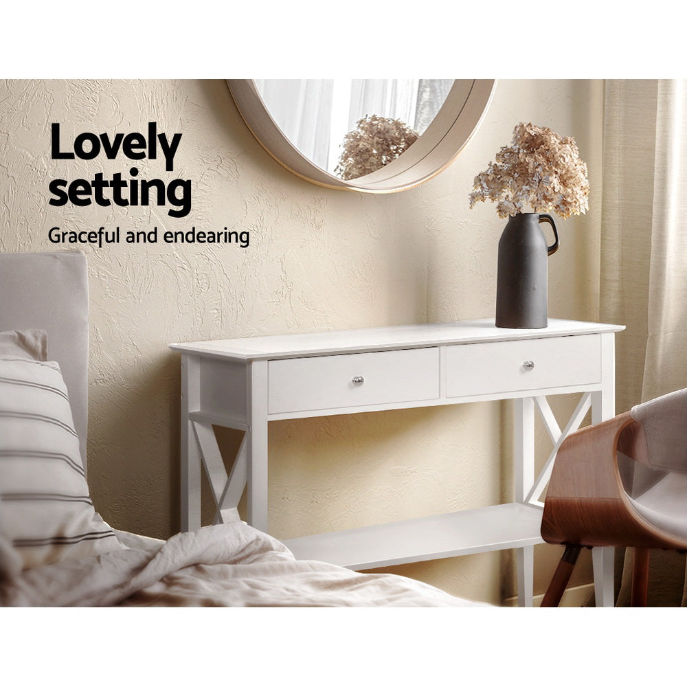 Chole 100CM Console Table 2 Drawers White
