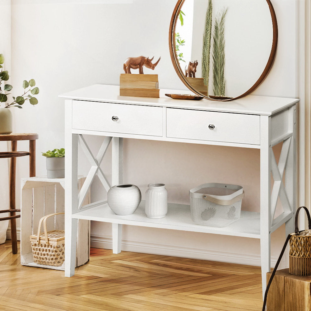 Chole Console Table with 2 Drawers 100cm White