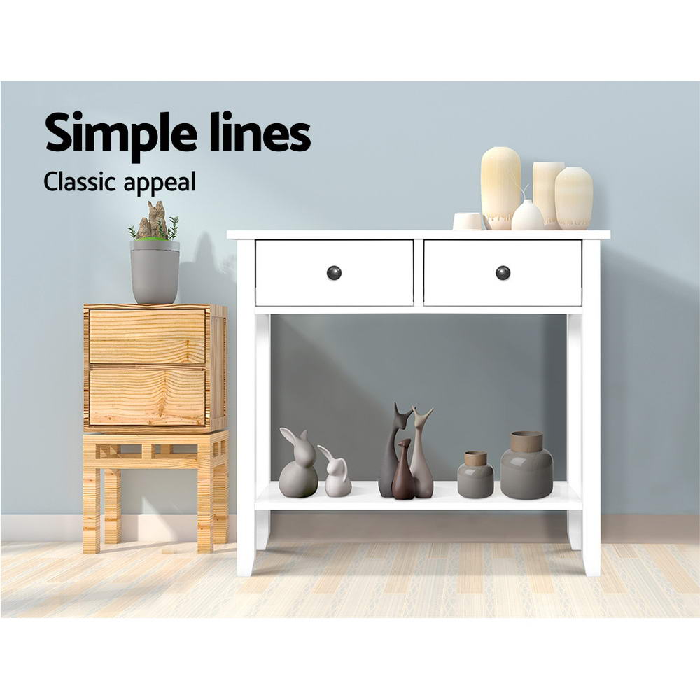 Chole 80cm Console Table 2 Drawers White
