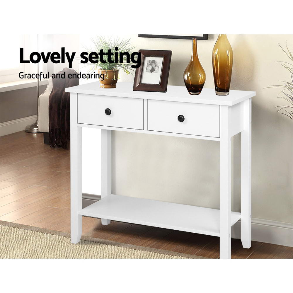 Chole 80cm Console Table 2 Drawers White