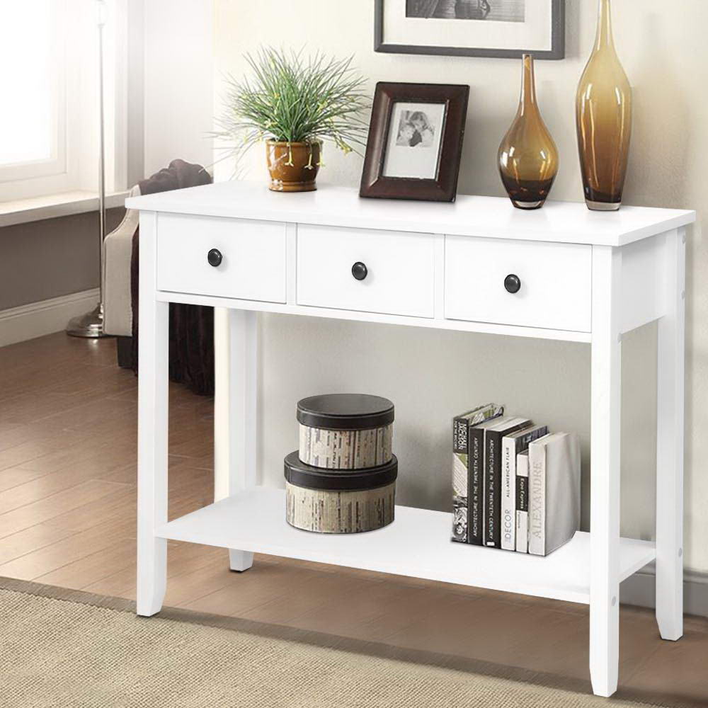 Chole Hallway Console Table 3 Drawers 100cm White