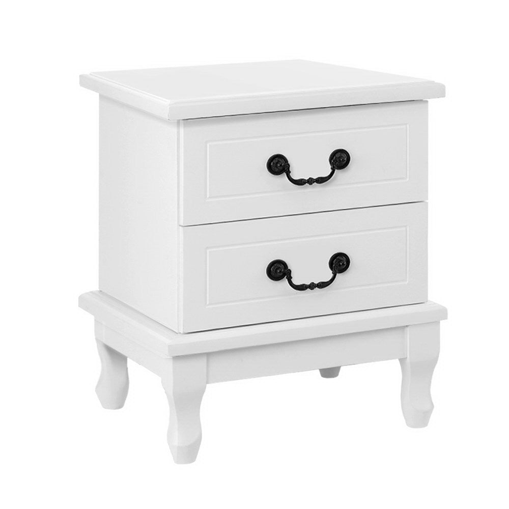 KUBI 2-Drawer Bedside Table White