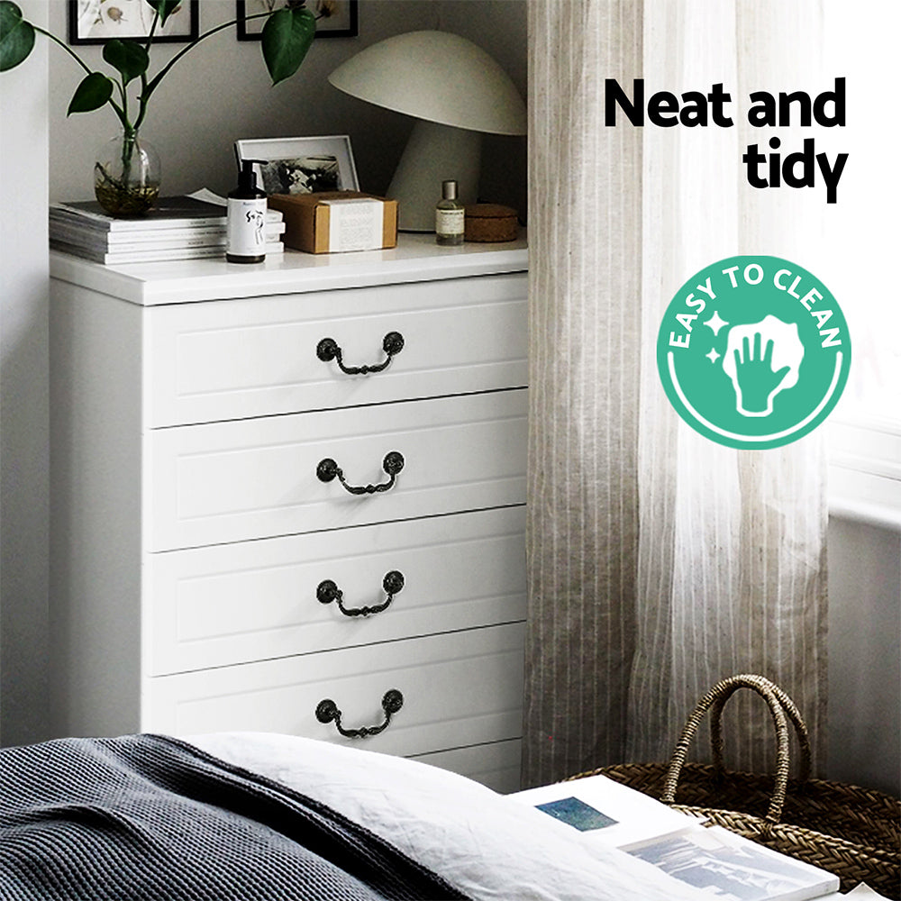 KUBI Tallboy 5-Drawer Chest French Provincial White