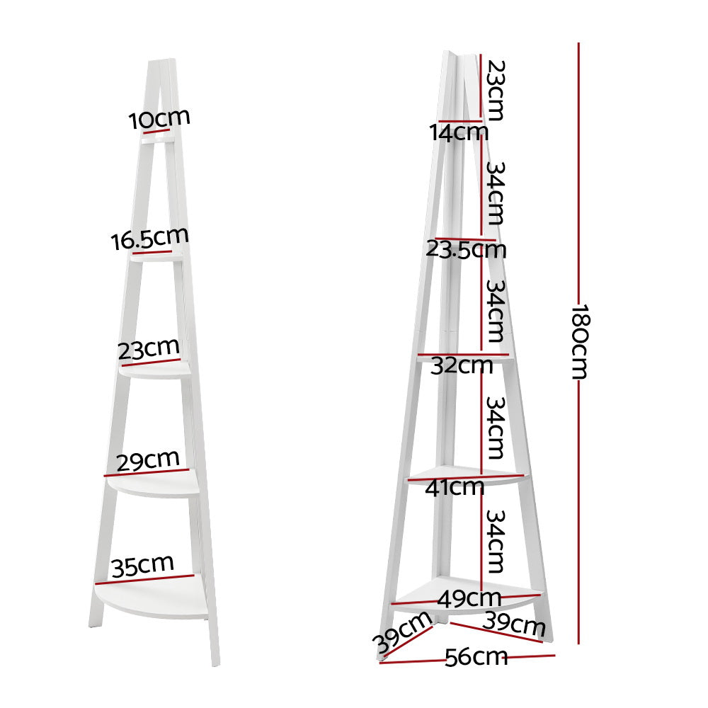 CANE 5-Tier Corner Ladder Shelf White