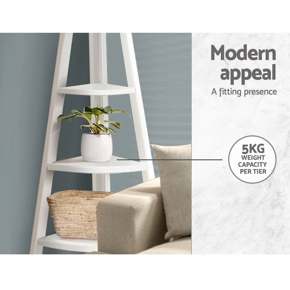 CANE 5-Tier Corner Ladder Shelf White