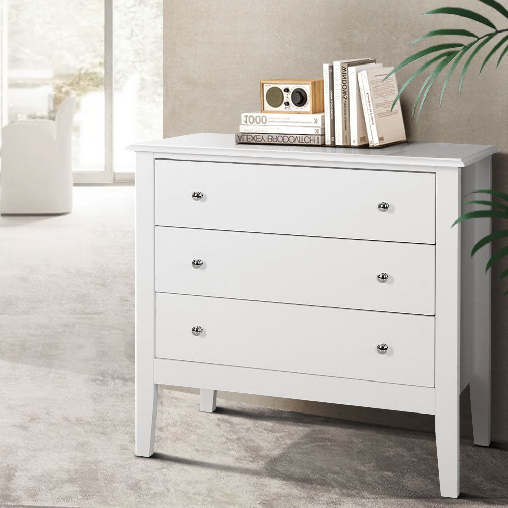 Brittany 3-Drawer Bedroom Chest of Drawers White