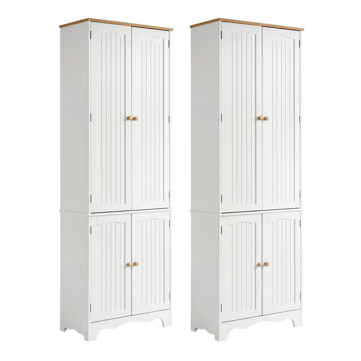 Berne Tall Pantry Cupboard Storage Cabinet 6-Tier Set of 2