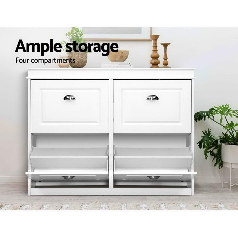 Paul 4-Tier Shoe Rack Cabinet 16 Pairs White