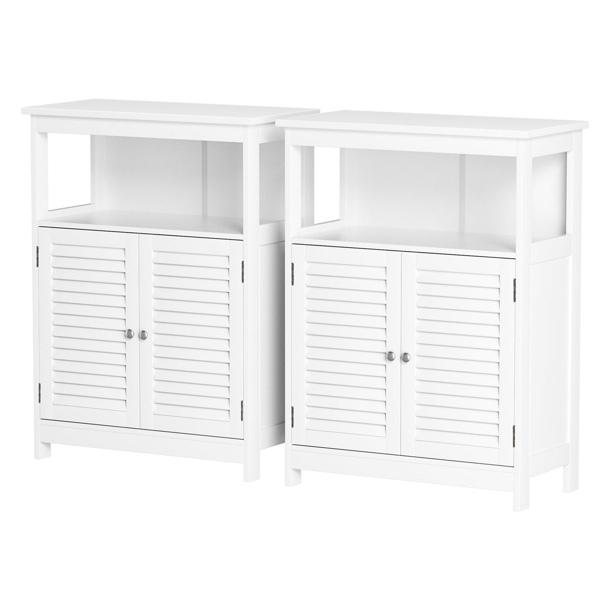Ivor Two-Door Louvred Buffet Sideboard Cabinet Set of 2