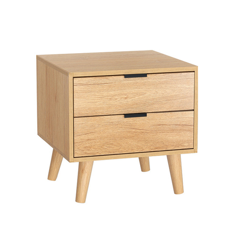 Scandinavian 2-Drawer Bedside Table Pine