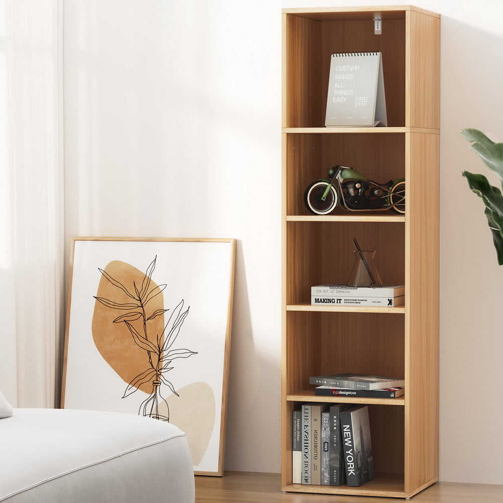 Milo 5 Tier Adjustable Bookshelf Storage Pine