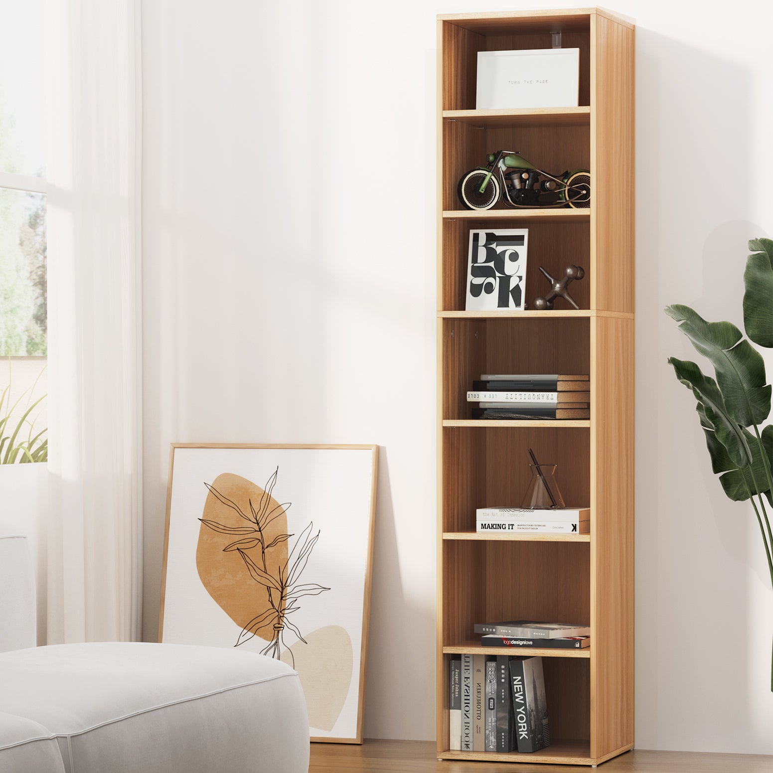 MILO 7-Tier Bookshelf Pine