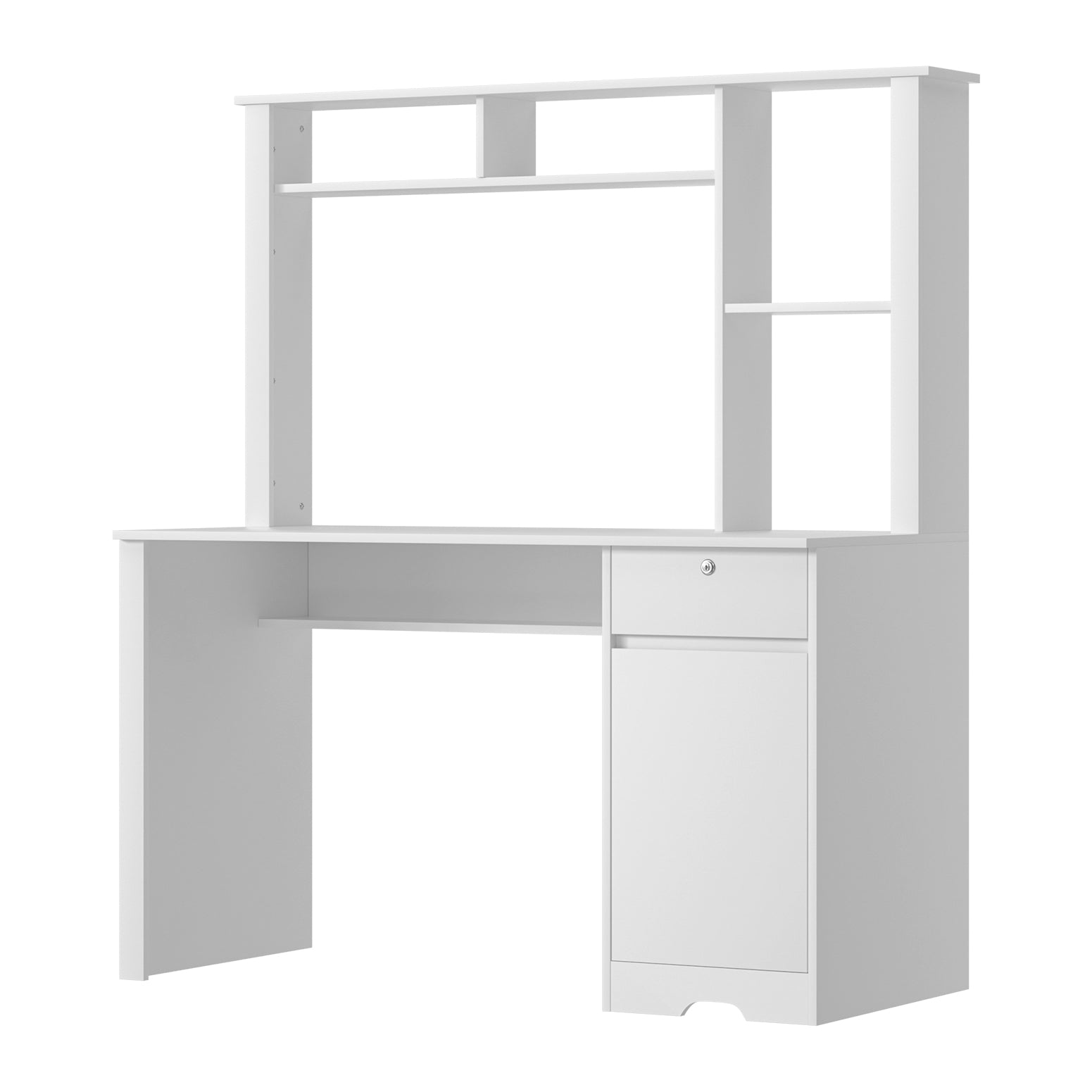 Artiss White Computer Desk with Drawer and Bookshelf Cabinet