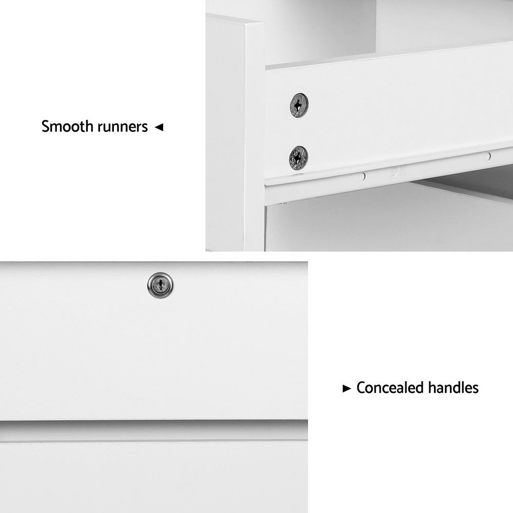Artiss White Computer Desk with Drawer and Bookshelf Cabinet
