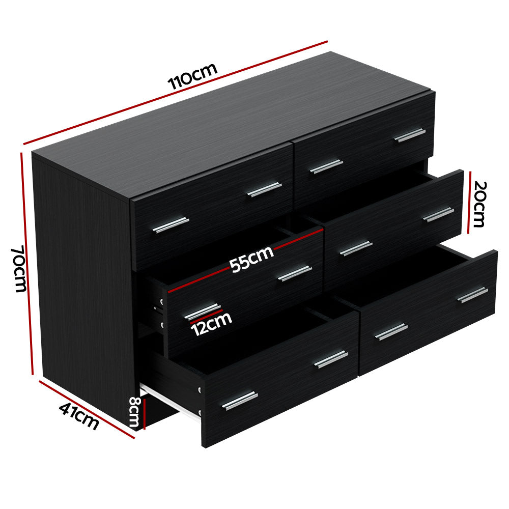 VEDA 6-Drawer Lowboy Chest Black