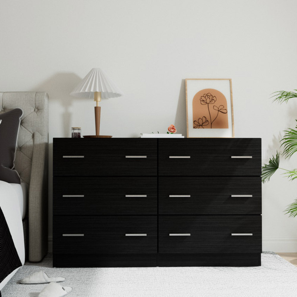 Veda 6 Drawer Storage Lowboy Chest of Drawers Black