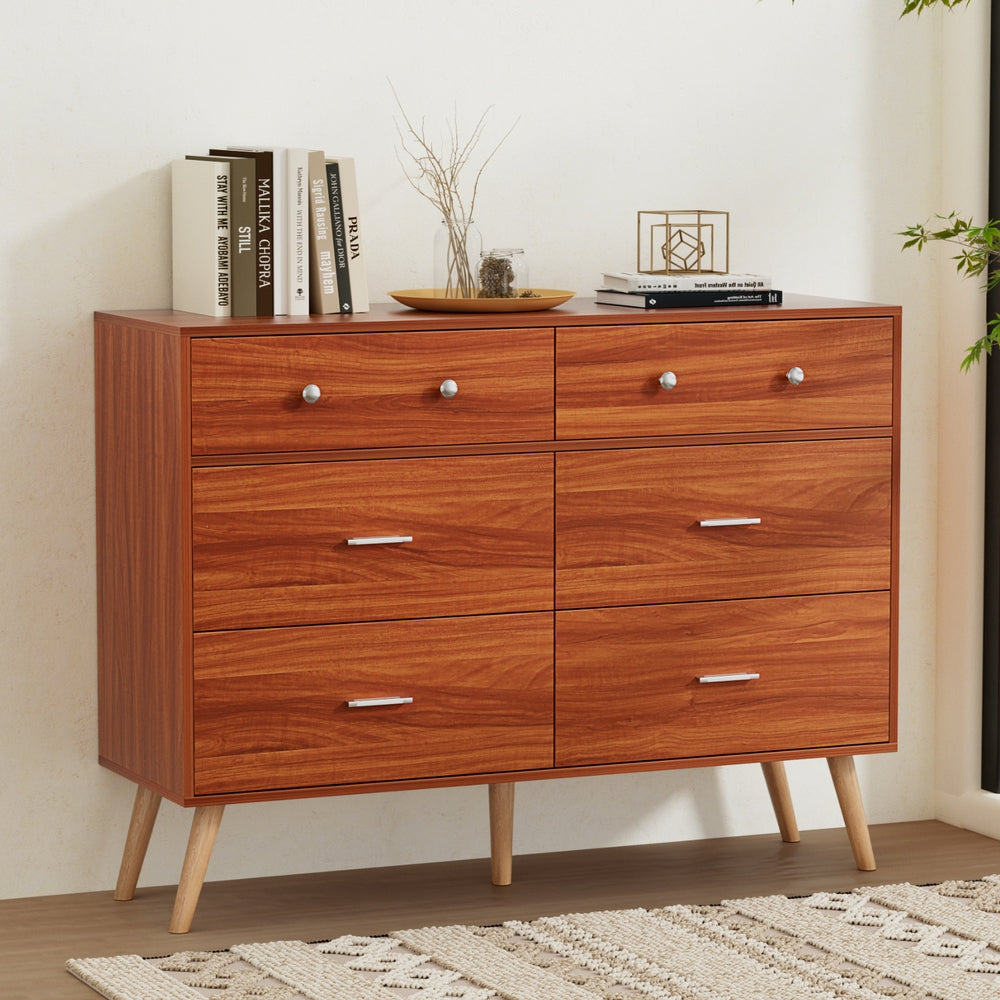 Artiss 6 Drawer Chest of Drawers Storage Cabinet Walnut