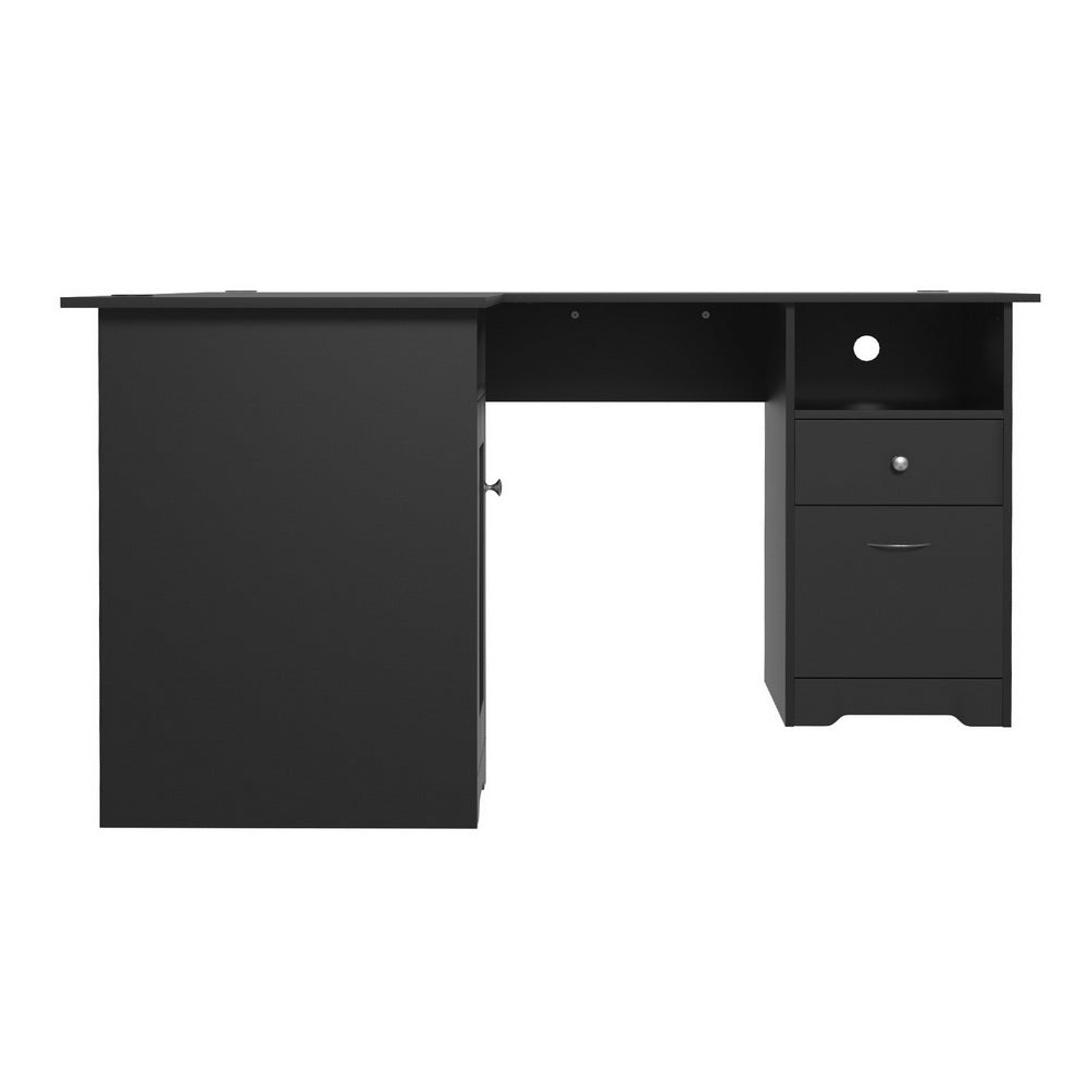 Artiss L-Shaped Computer Desk Black Corner Table with Storage