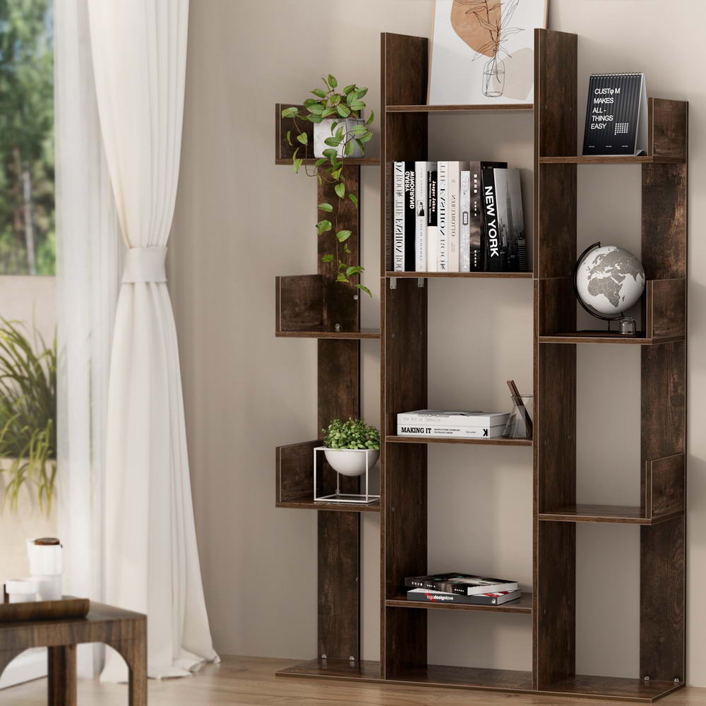 Romi Tree-Shaped Bookshelf 13 Shelves Walnut