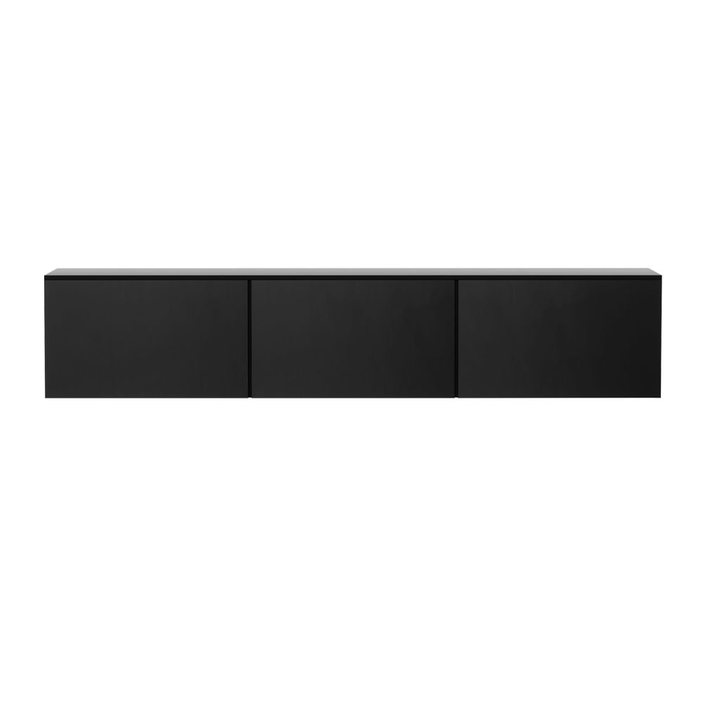 Hugo 200cm Floating TV Cabinet High Gloss Black 3 Cabinets