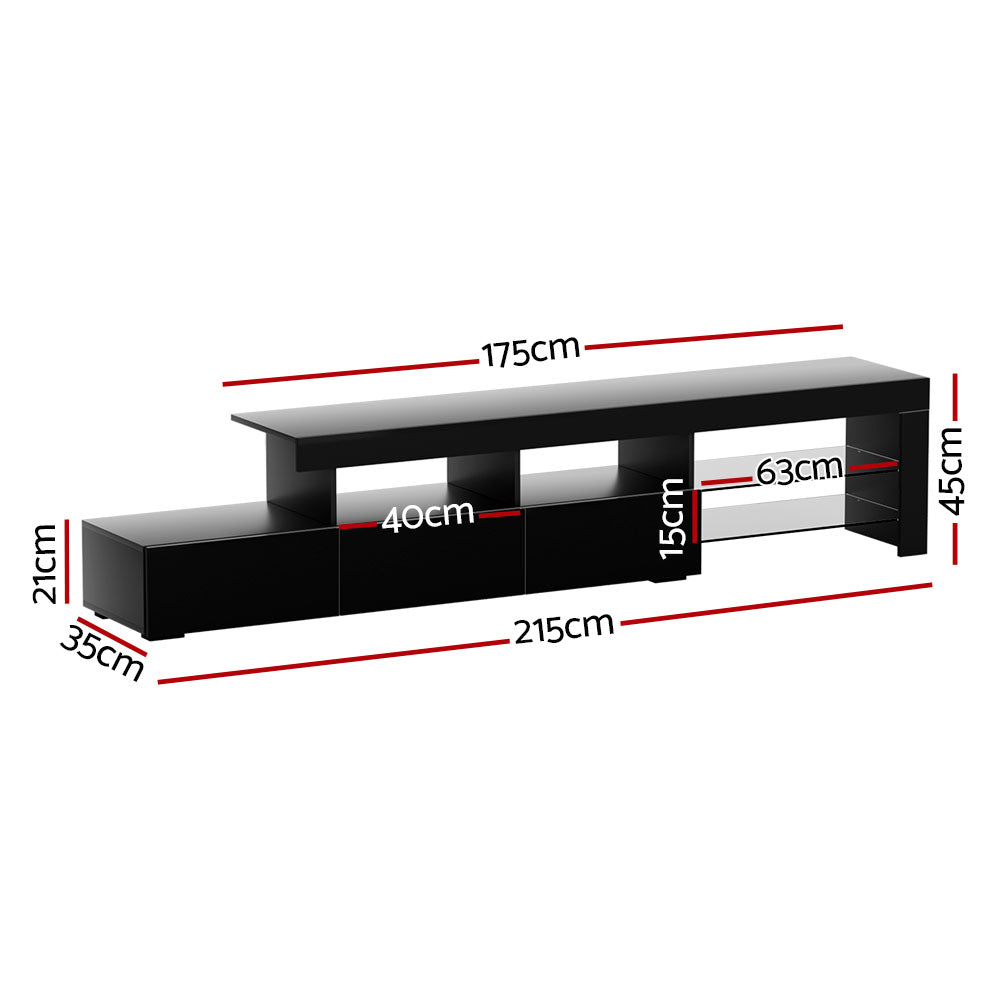 Caya 215cm TV Cabinet Entertainment Unit LED Black