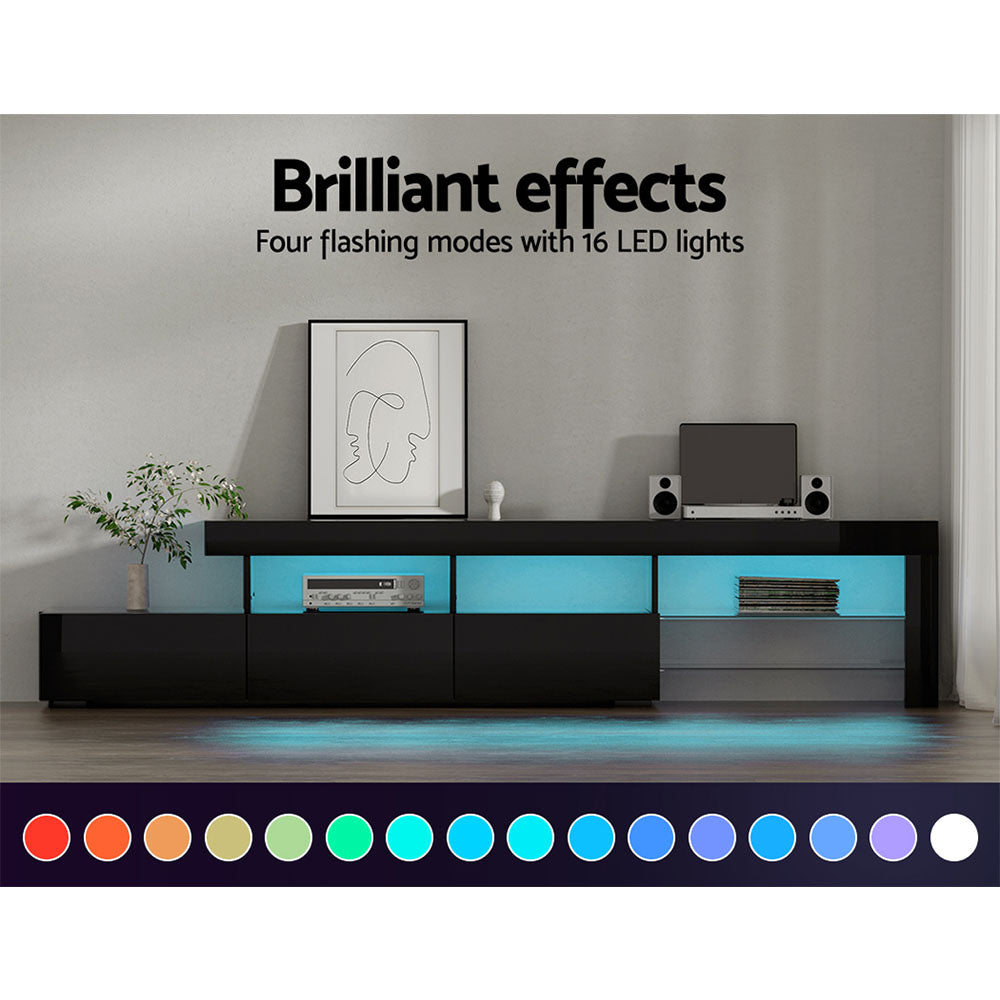 Caya 215cm TV Cabinet Entertainment Unit LED Black