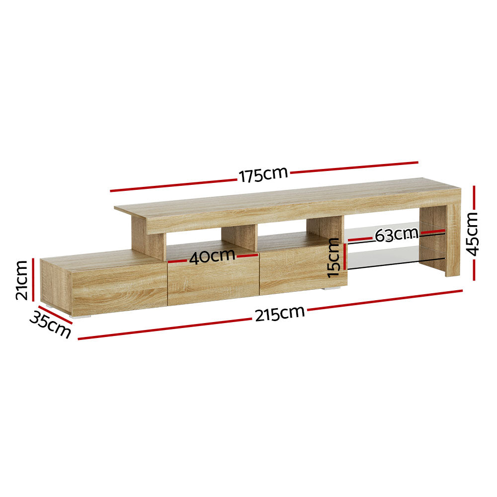 Caya 215cm TV Cabinet LED Entertainment Unit Pine