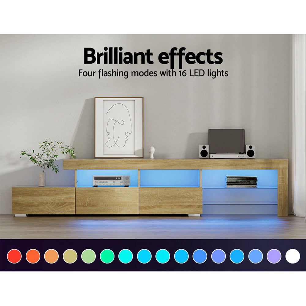 Caya 215cm TV Cabinet LED Entertainment Unit Pine