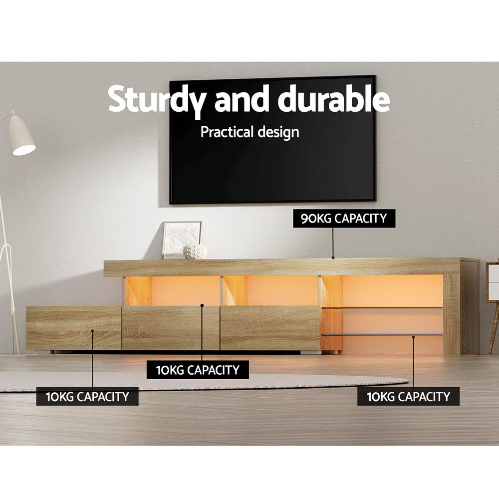 Caya 215cm TV Cabinet LED Entertainment Unit Pine