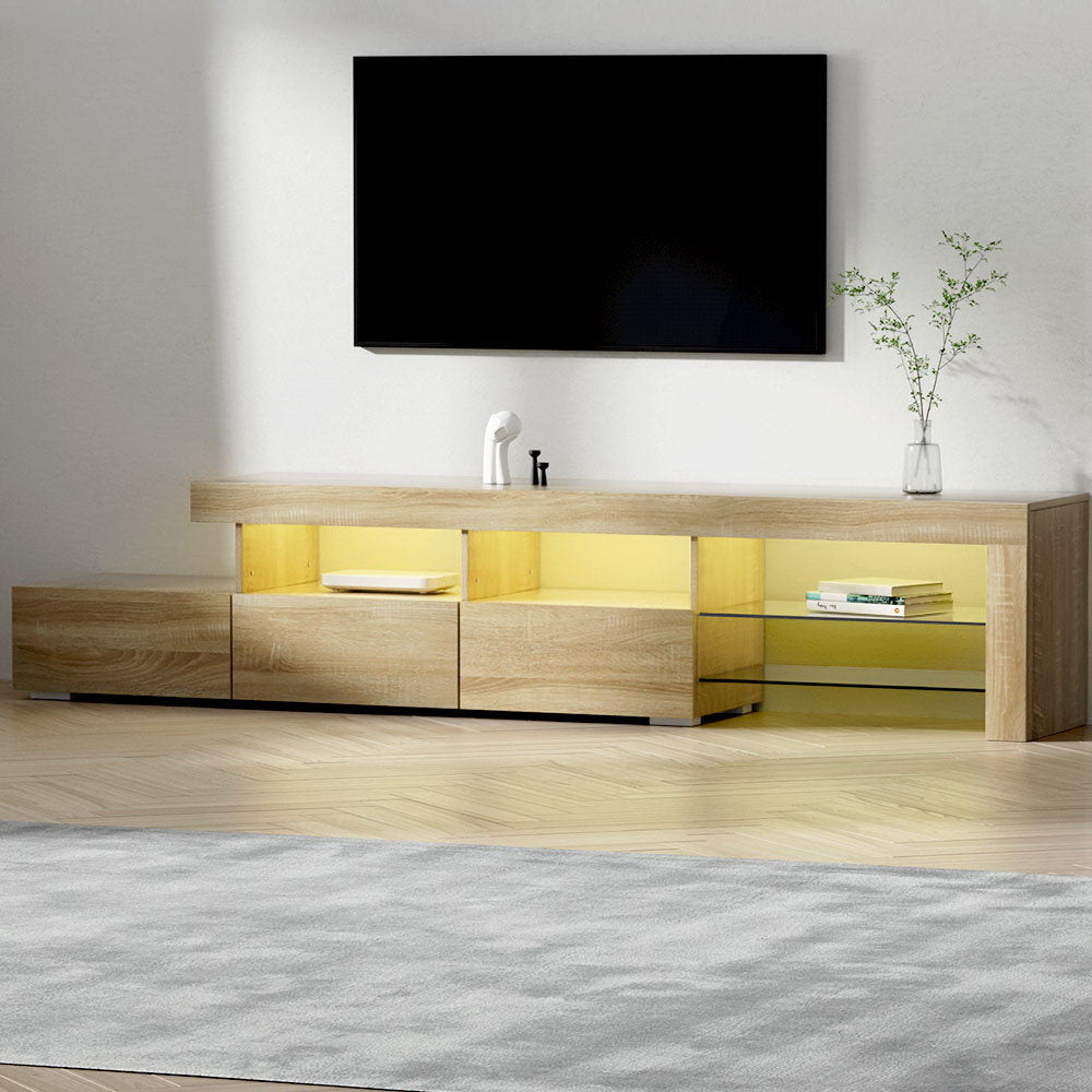 Caya Entertainment Unit TV Cabinet LED 215cm Pine