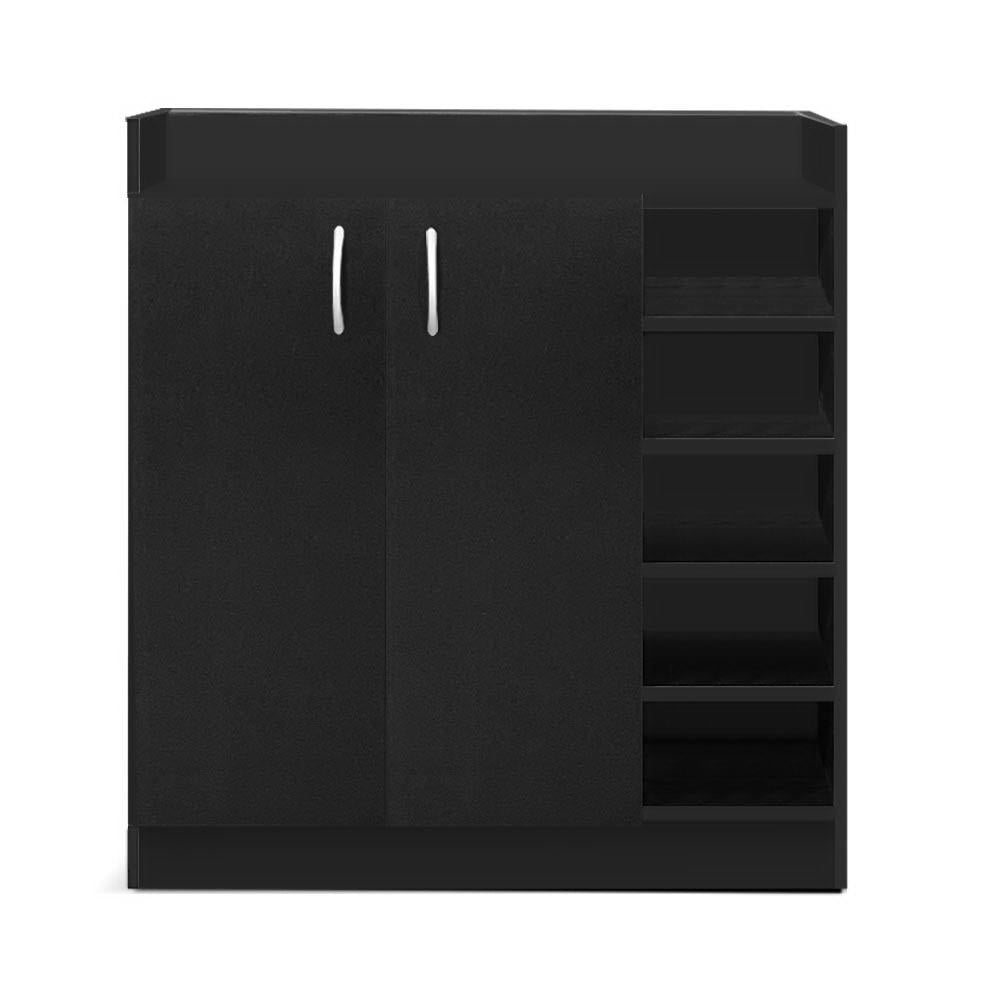Clair Shoe Rack Cabinet 21 Pairs Adjustable Shelves Black