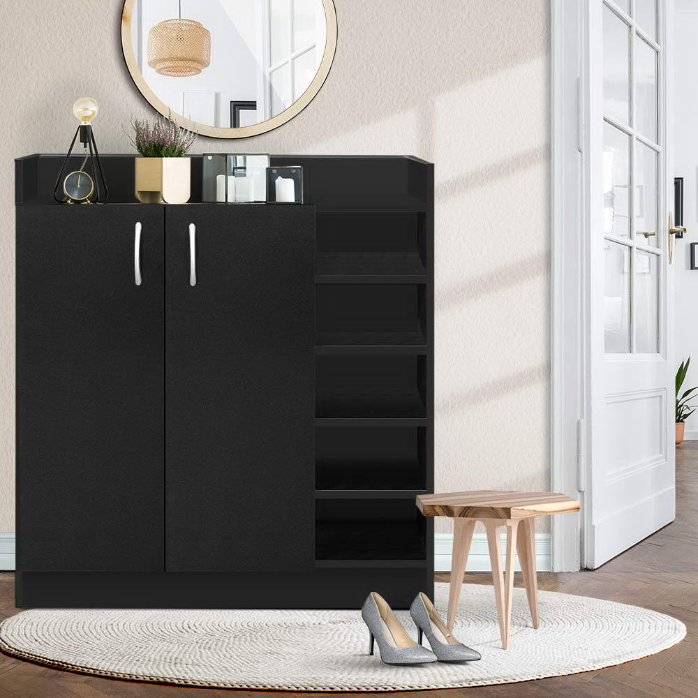 Clair Shoe Rack Cabinet 21 Pairs Adjustable Shelves Black