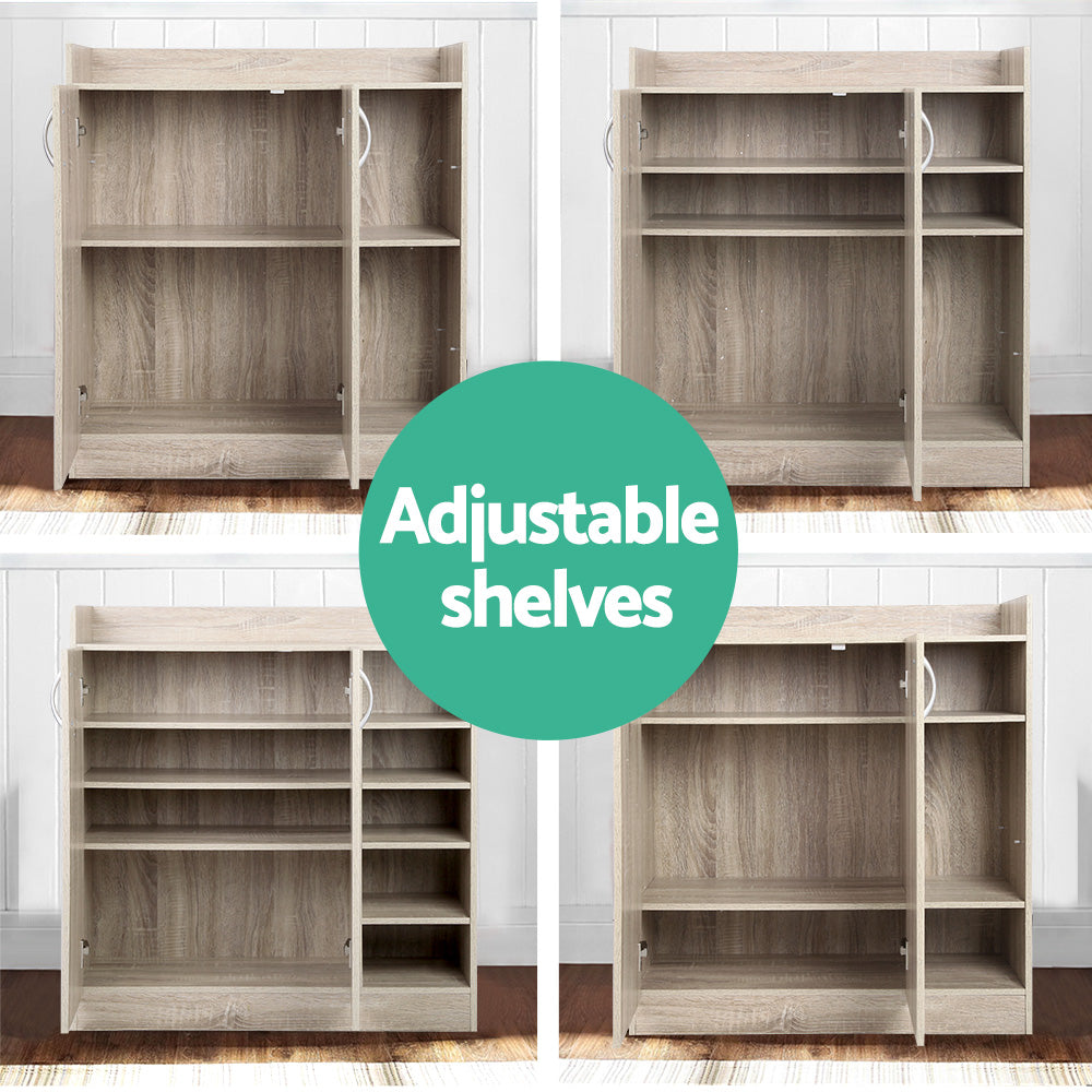 Clair Pine Shoe Rack Cabinet 21 Pairs Adjustable Shelves