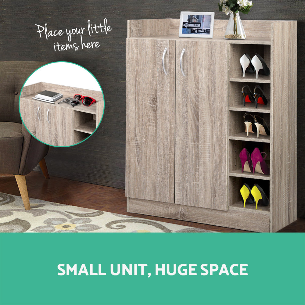 Clair Pine Shoe Rack Cabinet 21 Pairs Adjustable Shelves